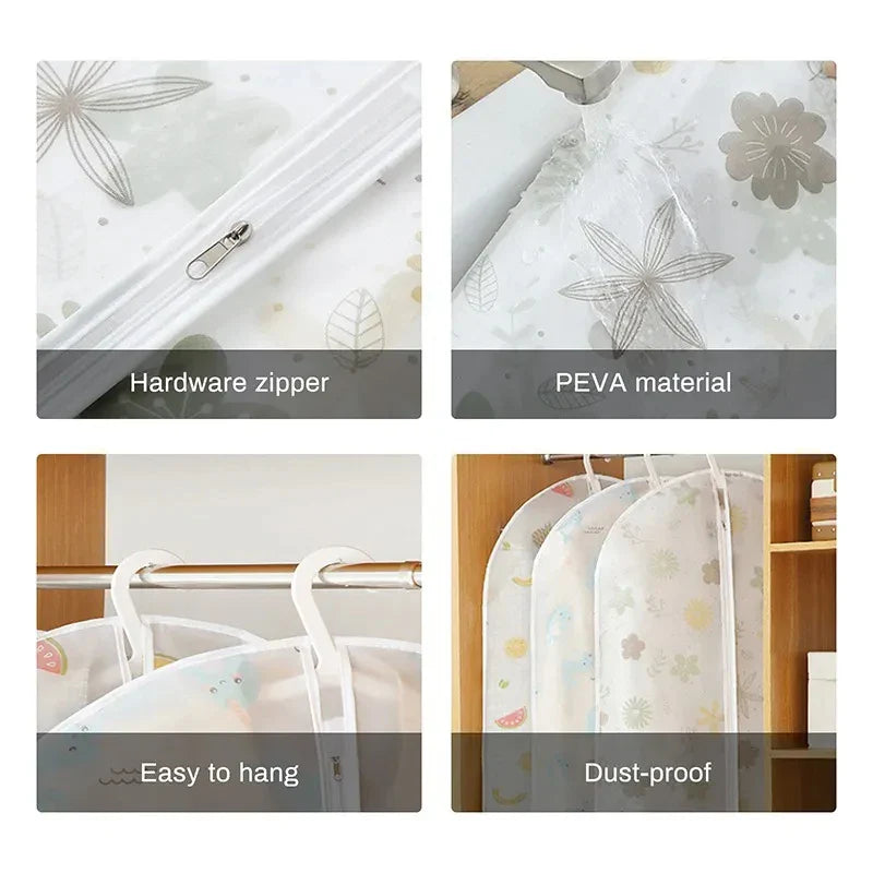 Clothes Dust Cover Plastic Waterproof Transparent Clothing Covers Home Storage Bag Clothing Hanging Garment Bag Wardrobe Storage Lootquake LLC