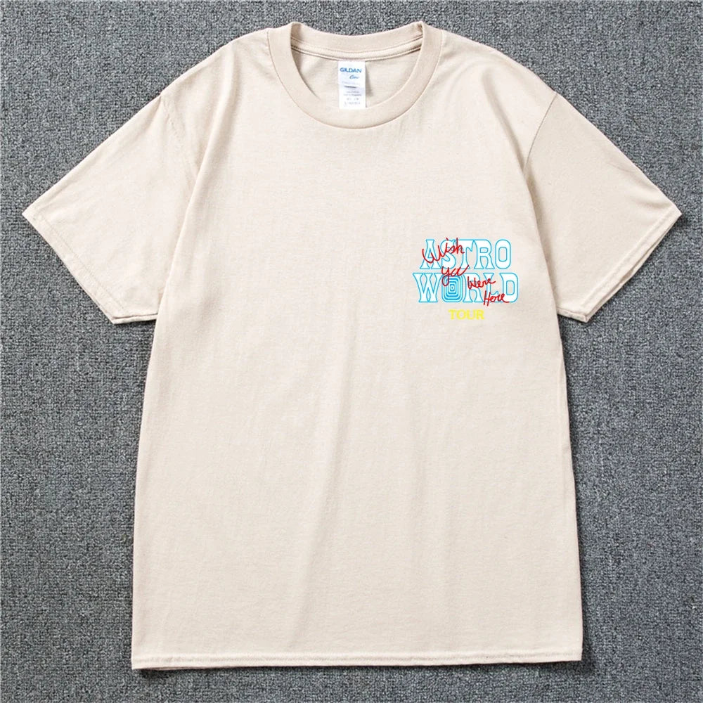 New Summer Hip Hop T Shirt Men Women Cactus Jack Harajuku T-Shirts WISH YOU WERE HERE Letter Print Tee Tops Lootquake LLC