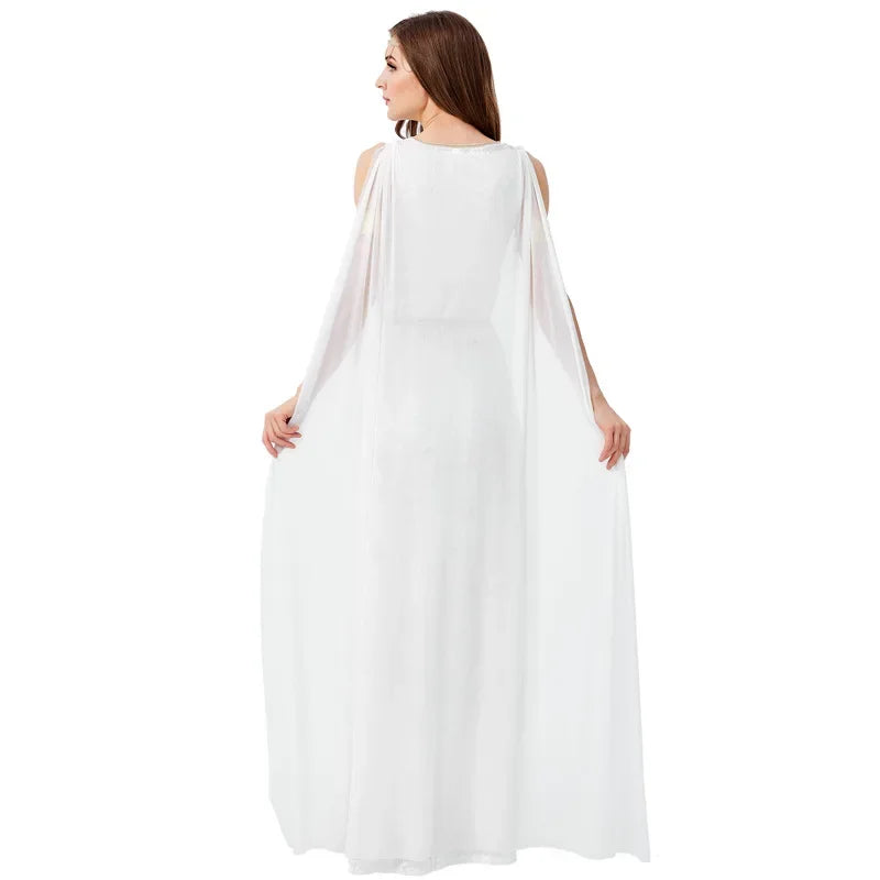 Statue Of Liberty Ancient Greek Mythology Character High Slit Sexy White Temperament Elegant Dress Stage Performance Costume New