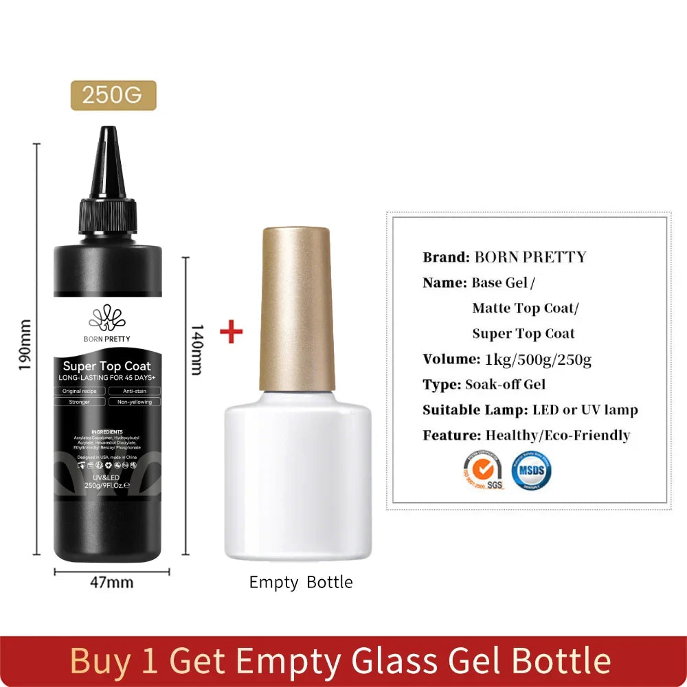 BORN PRETTY 250g Milky White Jelly Nude Gel Nail Polish Refilled Package Translucent Clear Color Semi Permanent Soak Off UV Gel Lootquake LLC