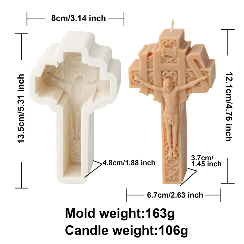 3D Jesus Cross Sculpture Candle Silicone Mold Resin Casting for Aroma Beads Soap DIY Handmade Decoration Gift Craft Lootquake LLC