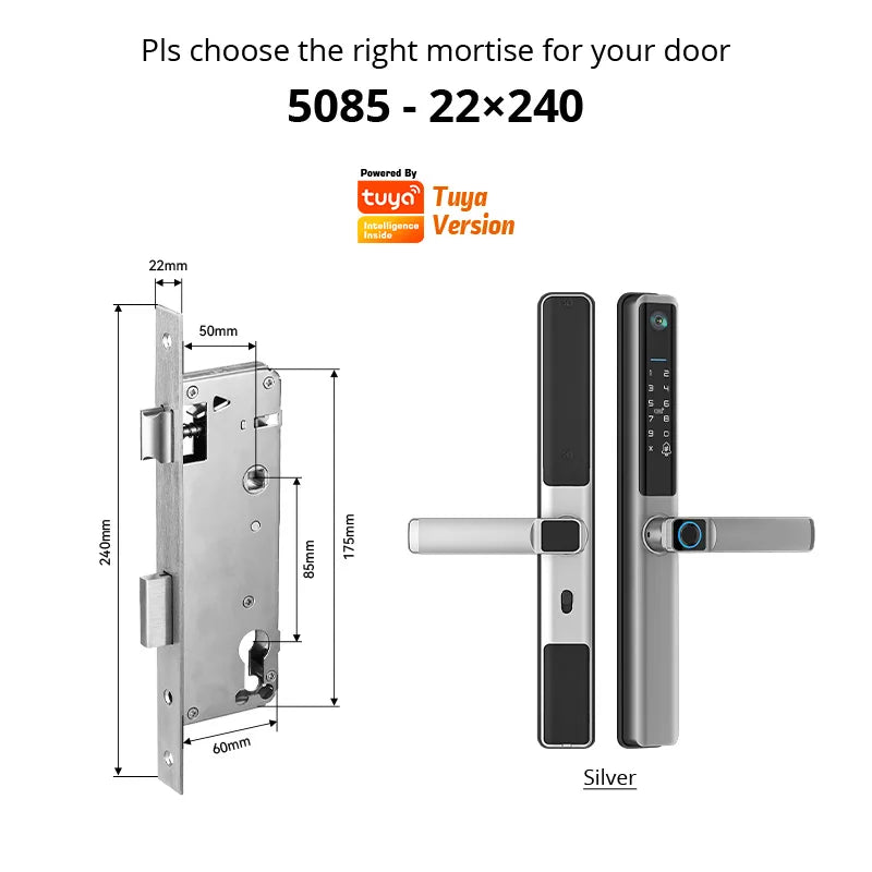 Waterproof Camera Outdoor Fingerprint TUYA WIFI APP RFID Card Code Keyless Smart Electronic Door Lock Aluminum/Glass Sliding