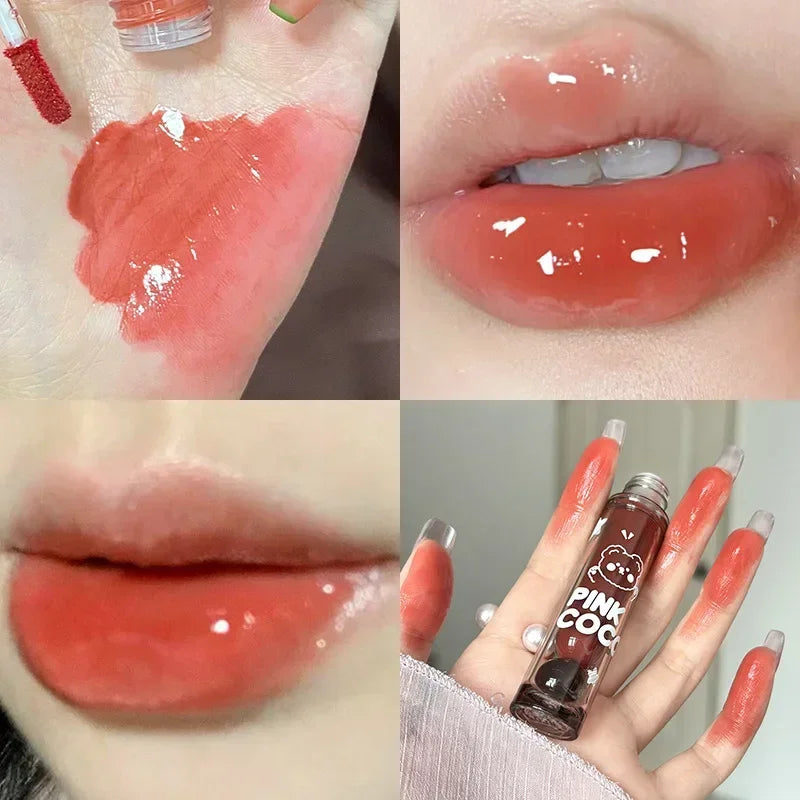 Dark Red Brown Mirror Lip Glaze Water Light Moisturizing Non-stick Cup Highly Pigmented Red Liquid Lipstick Lips Makeup Cosmetic Lootquake LLC
