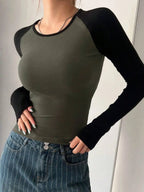 ChicSpring SlimFit ColorBlock Crew Tee THRIXINE
