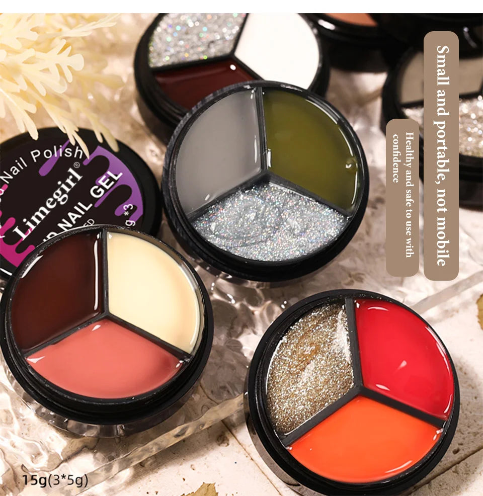 LIMEGIRL Solid Nail Art Gel Polish 15g 3 Colors Cream Soft Gel Polish for Nail Art Beginner DIY Design  Home/Salon Manicure Gift Lootquake LLC