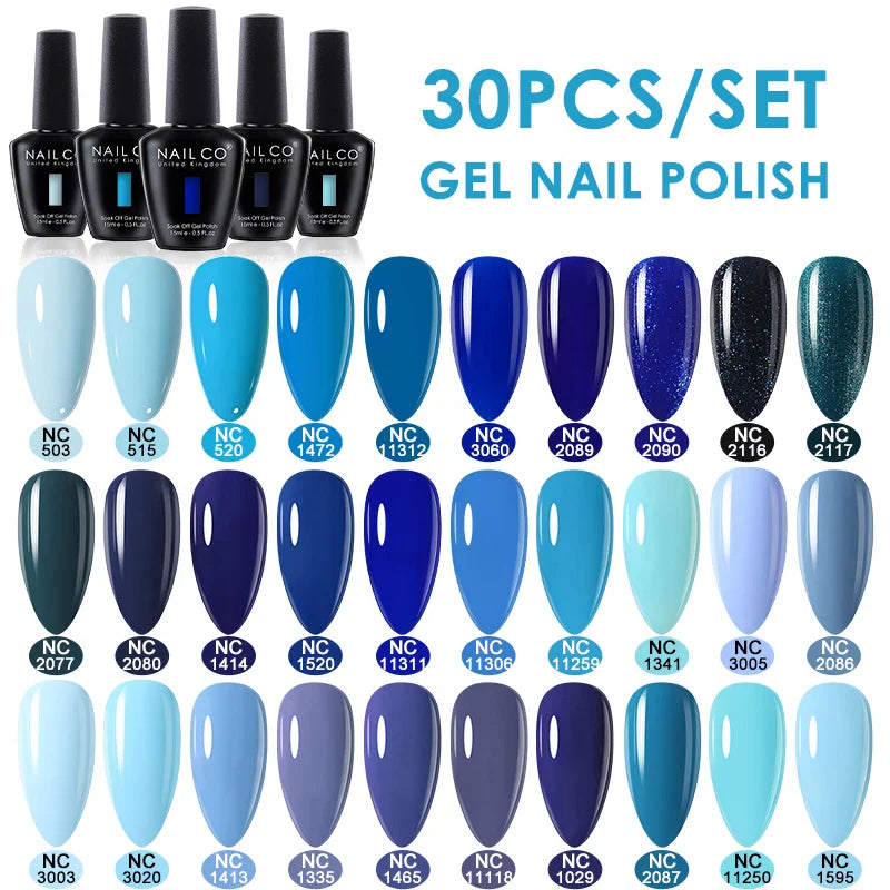 NAILCO 30pcs All-Season Gel Nail Polish Set Nude Pink White Semi Permanent Soak Off UV Gel Manicures DIY Painting Gel Varnish