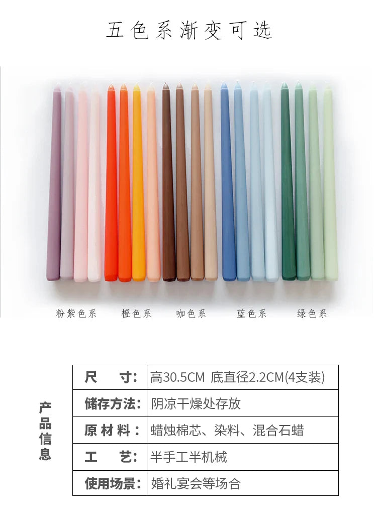 30CM Taper Candle 4 Pack - Home Interior Long Burning Dripless and Smokeless Candles Unscented - Valentines Candles for Home Lootquake LLC