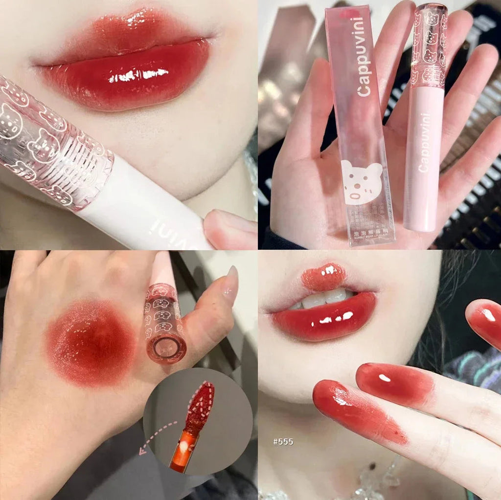 Cherry Pink Mirror Water Lip Gloss Lip Glaze Transparent Glass Lip Oil Waterproof Liquid Lipstick Nude Brown Clear Tint Makeup Lootquake LLC