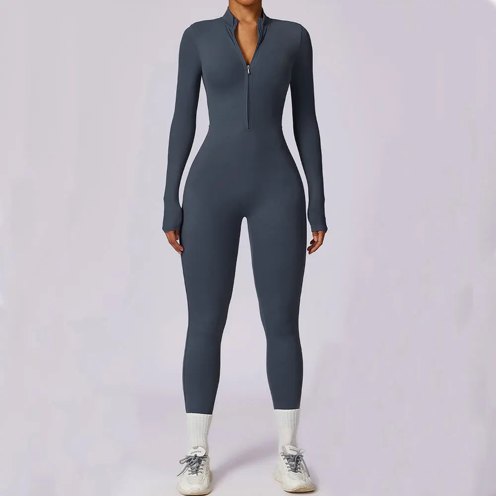 Yoga Jumpsuit Long Sleeved Zipper Rompers THRIXINE