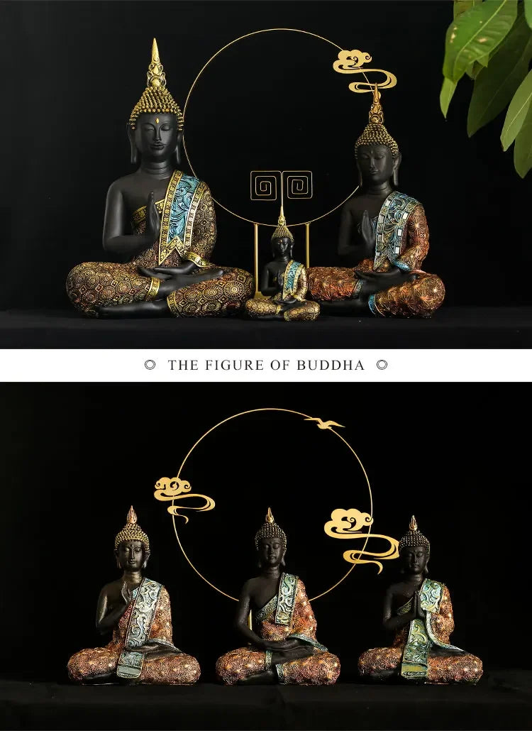 Large Buddha Statue Thailand Buda Buddha Sculpture Green Resin Handmade Buddhism Hindu Fengshui Figurine Meditation Home Decor Lootquake LLC