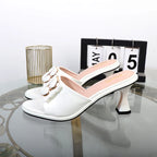 Women's slippers in summer 2024 wear sandals with thin heels high heels buckle is simple elegant black Women shoes Lootquake LLC