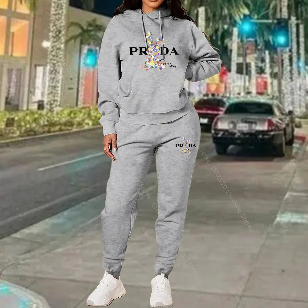 Women's Luxury Oversized Tracksuit 2-Piece Set THRIXINE