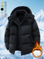 Men'S Heavy-Duty Winter Jacket - Full-Zip Hooded Coat with Zippered Pockets Non-Stretch Fabric for Cold Weather Pi-Mart