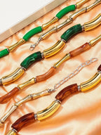 3 pieces/set Bohemian Acrylic Bamboo Beads Choker Necklace Set for Women Chunky Tube Necklaces 2024 Accessories Jewelry