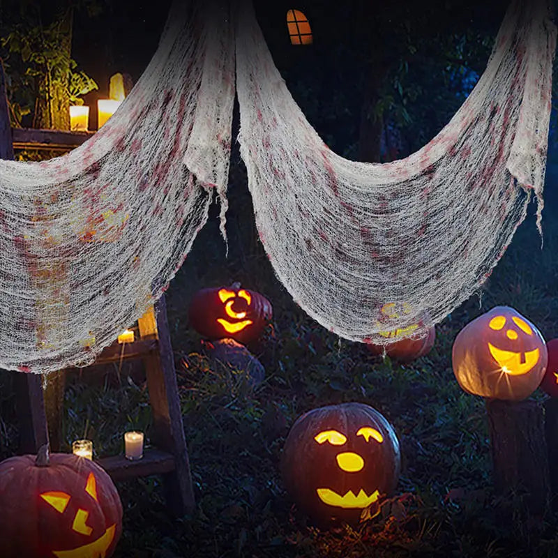 Horror Halloween Party Decoration Haunted Houses Doorway Outdoors Decorations White Creepy Cloth Scary Gauze Gothic Props Lootquake LLC