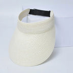 Spring and Summer Women's Outdoor Sunshade  Straw Hat Fashion Empty Top  Duck Tongue Hat Big Brim Cap G37