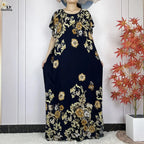 2024 Latest Muslim Sets Women Clothing Cotton Floral Loose Dashiki Long Dress African Abaya Dubai Traditional Islamic Clothing