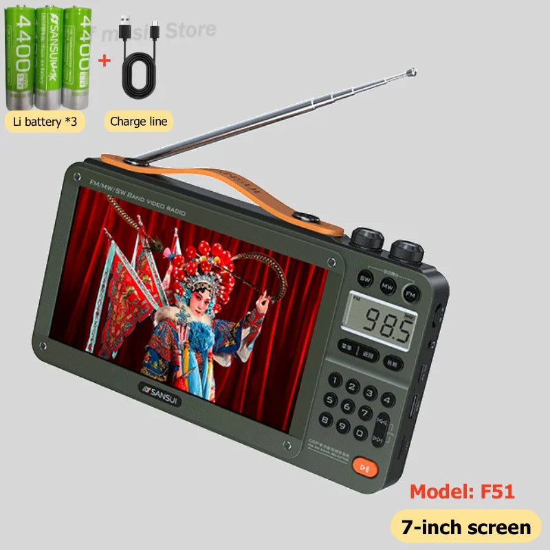SANSUI Wireless Bluetooth Speakers Home Full-band Radio LED HD Video Player Portable MP4 Walkman Built-in Rechargeable Battery Lootquake LLC