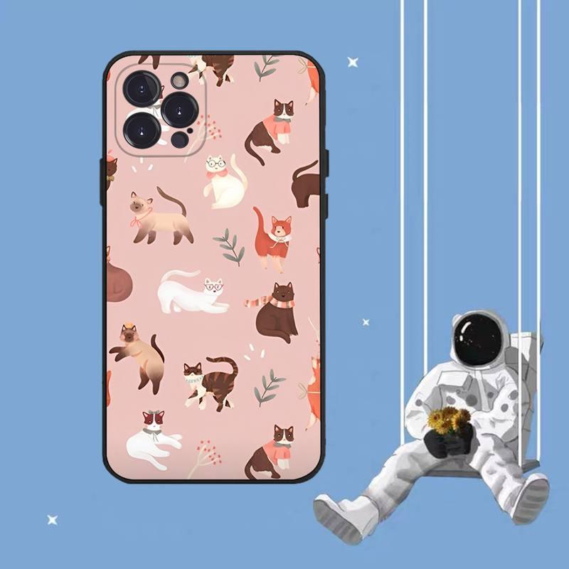 Cat Cute Art Phone Case For Iphone 8 7 6 6s Plus X Se 2020 Xr Xs 14 11 12 13 Mini Pro Max Mobile Case  Transparent Soft Protective Clear Case Compatible For Iphone Stevvex