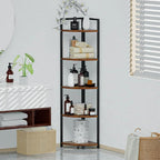 Brown 5 Tier Corner Book Shelf Home Storage Display For Bedroom Office 30cm W x 30cm D x 150cm H Lootquake LLC