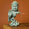 Buddhist Statue Desktop Decoration Tablescape Decoration Home Zen Statue Green Sandstone Lootquake LLC