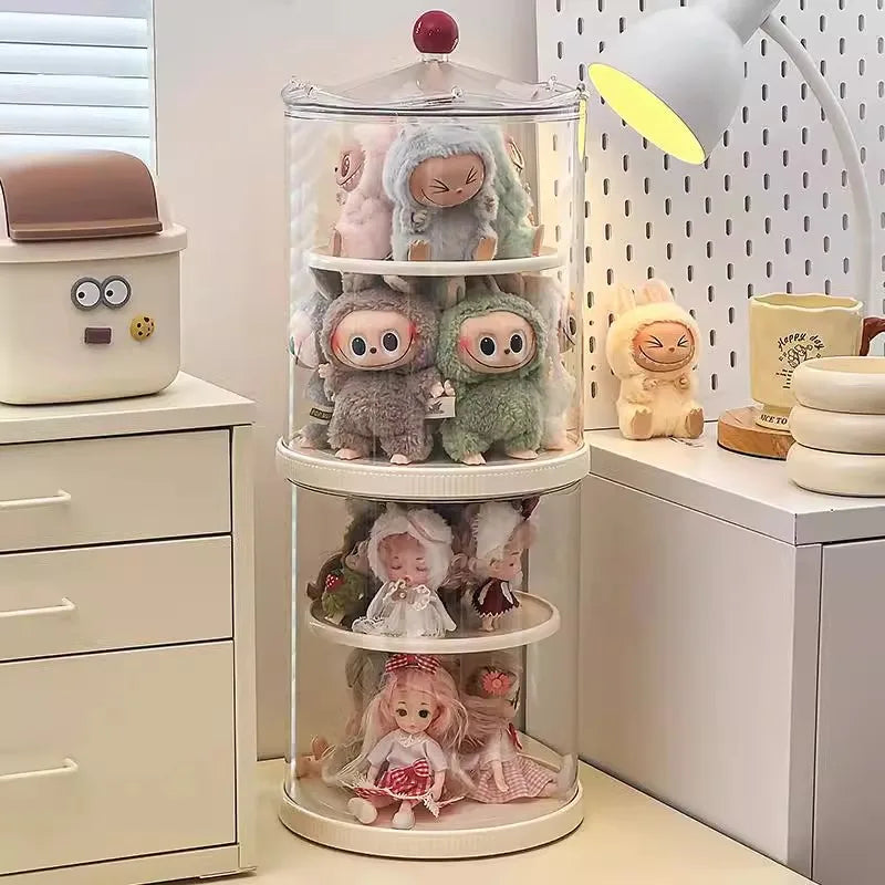 Labubu Rotating Display Box, Transparent Acrylic, Plush Doll Hand-Made Dust-Proof Labubu Pendant Storage Box. Lootquake LLC