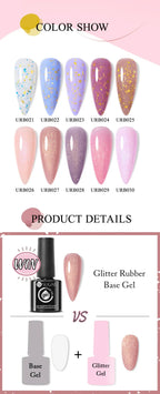 UR SUGAR Blue Color Rubber Base Gel Nail Polish Gold Glitter Base Gel Top Coat Soak Off UV LED Gel Nail Art Varnish Manicure Lootquake LLC