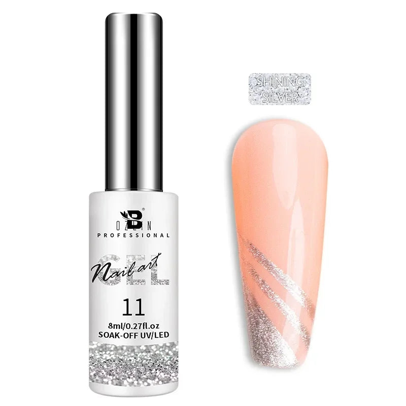 5ML Gold Silver Metallic Liner Paint Gel Polish Chrome Mirror Metal Effect Super Bright French UV LED Semi Permanent Nail Gel Lootquake LLC