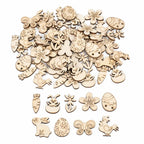 50pcs Easter Wooden Confetti Rabbit Carrot Eggs Kids Painting DIY Crafts Wood Slice 2025 Spring Easter Party Decoration For Home Lootquake LLC