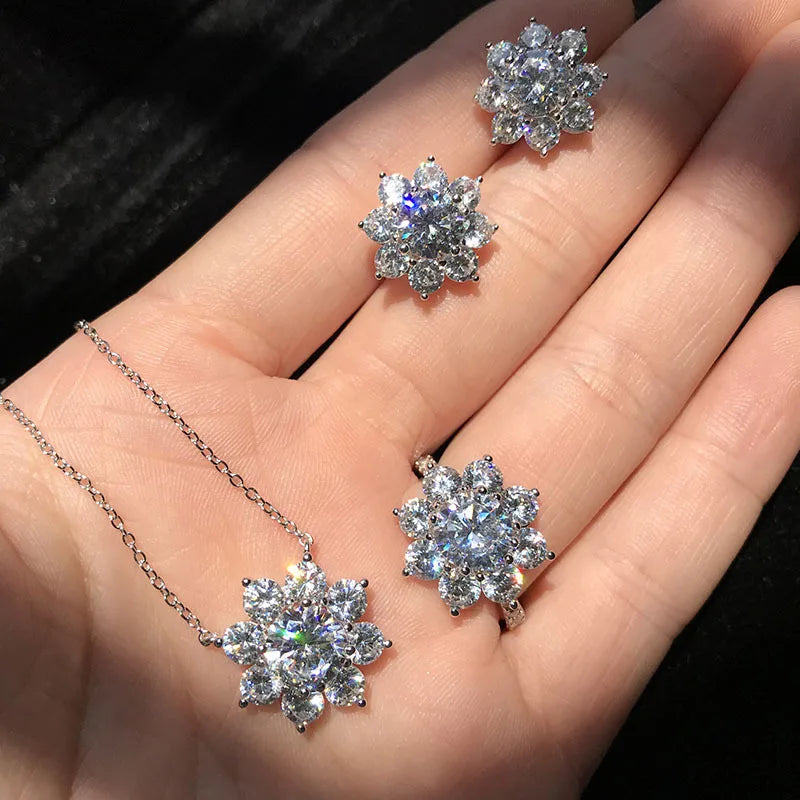COSFIX Moissanite Necklace For Women 1 CT D Color VVS1 Excellent Cut Round Diamond Sunflower Pendant Necklace 925 Silver Jewelry Lootquake LLC