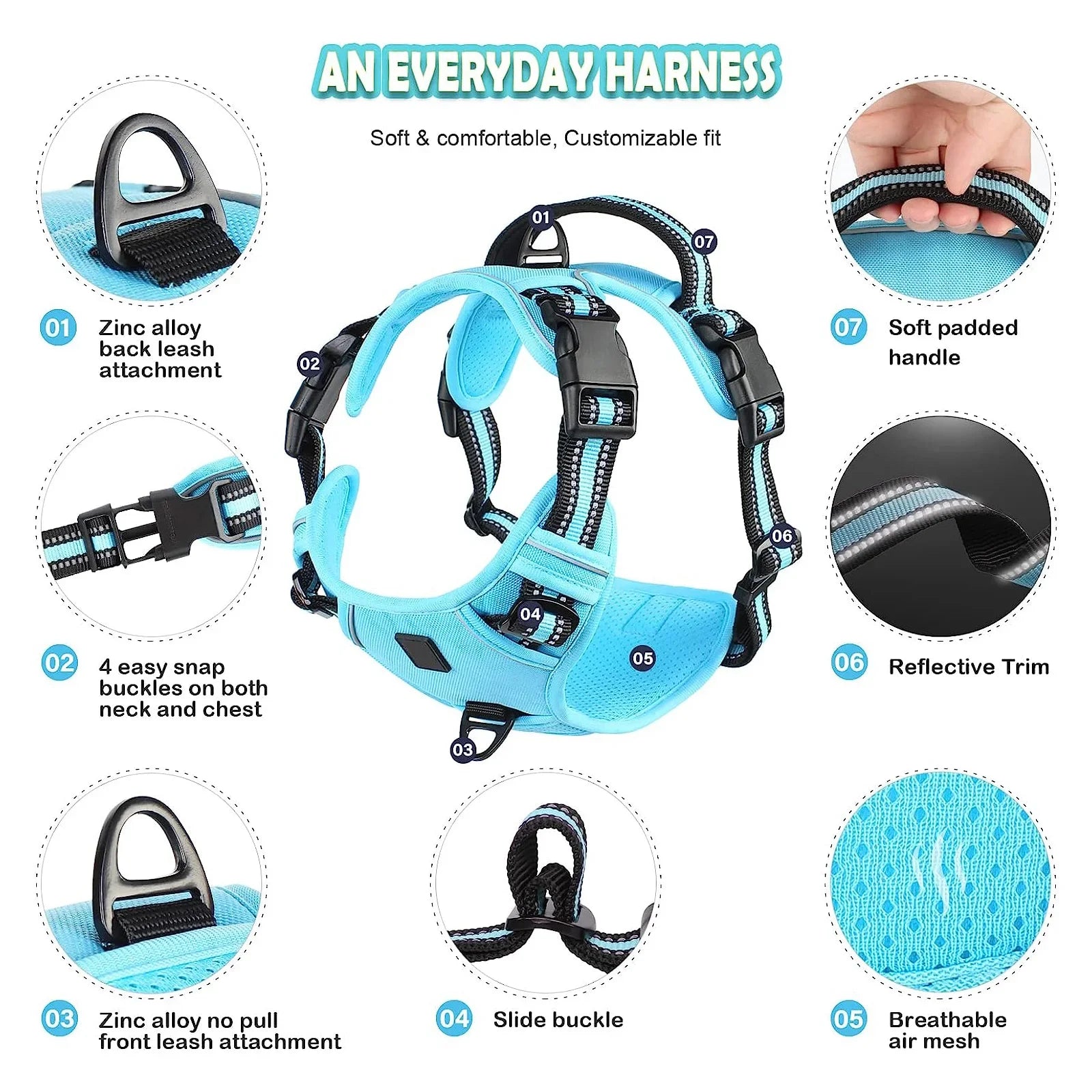 PawsEase No-Pull Soft Harness with Control Handle THRIXINE