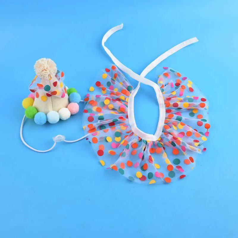 Pet Dog Birthday Party Dog Hat Candy Color Dot Lace Cat Bib Suit Cute Small Medium Dogs Costume Cap Pet Products Accessories Lootquake LLC