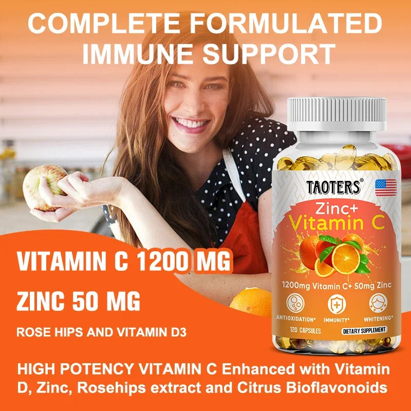 Taoters Vitamin C + Zinc Supplement - High Absorption - Immune System, Skin Health Vitamins - Antioxidant Supplement Lootquake LLC