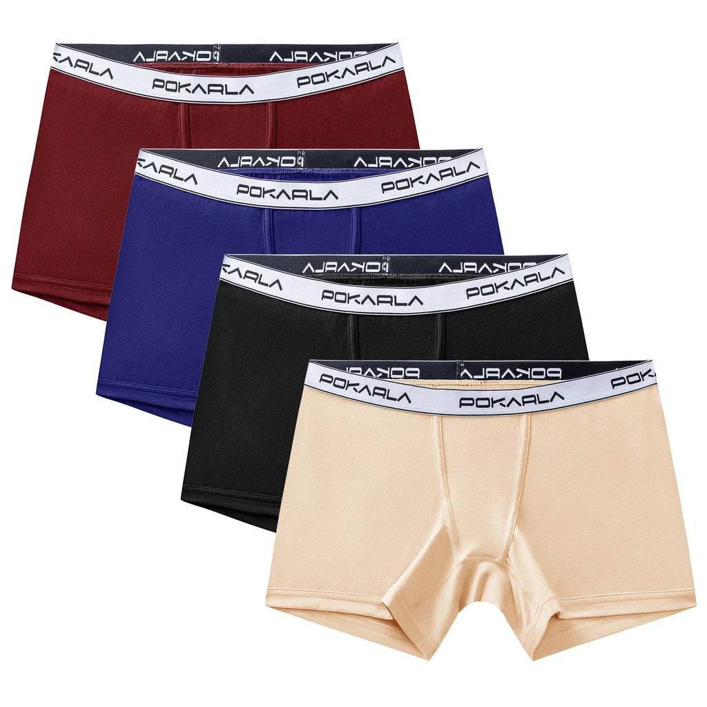 POKARLA 4PCS Women’s Cotton Boxer Underwear Ladies Soft Safety Panties Female Breathable Inseam Briefs Set Boy Shorts Plus Size Lootquake LLC