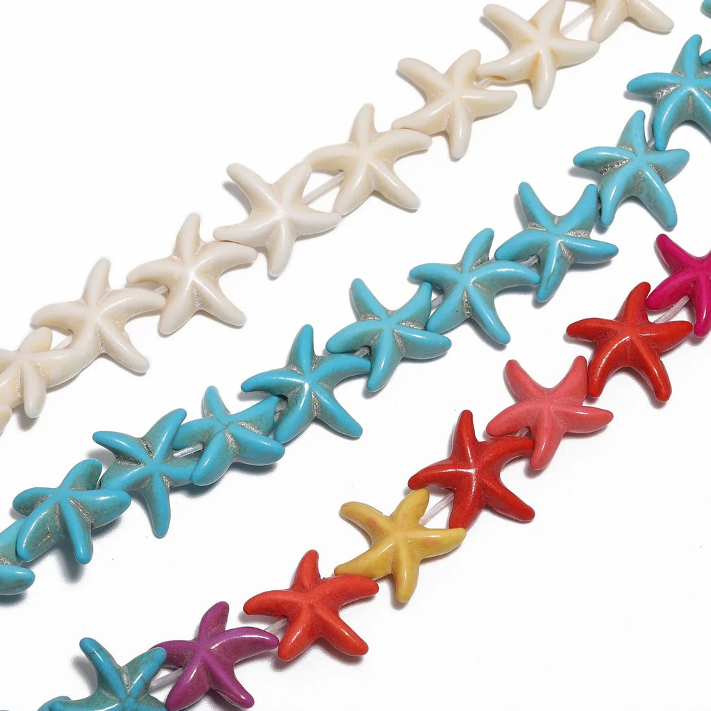 36pcs 14mm Starfish Shape Natural Turquoise Stone Beads Colorful Howlite Handmade Beads for Jewelry Making DIY Pendant Crafts Lootquake LLC
