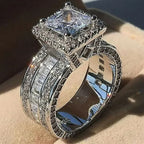 Exquisite Fashion Silver Color Engagement Rings for Women Fashion White Zircon Stones Ring Anniversary Bridal Wedding Jewelry