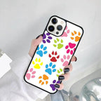 Dog Foot Print Colorful Pattern Phone Case For Iphone 14 Se 2020 Xr Xs 11 12 13 Mini Pro Max 6 7 8 Plus  Ultra Designer Printed Hard Back Case Stevvex