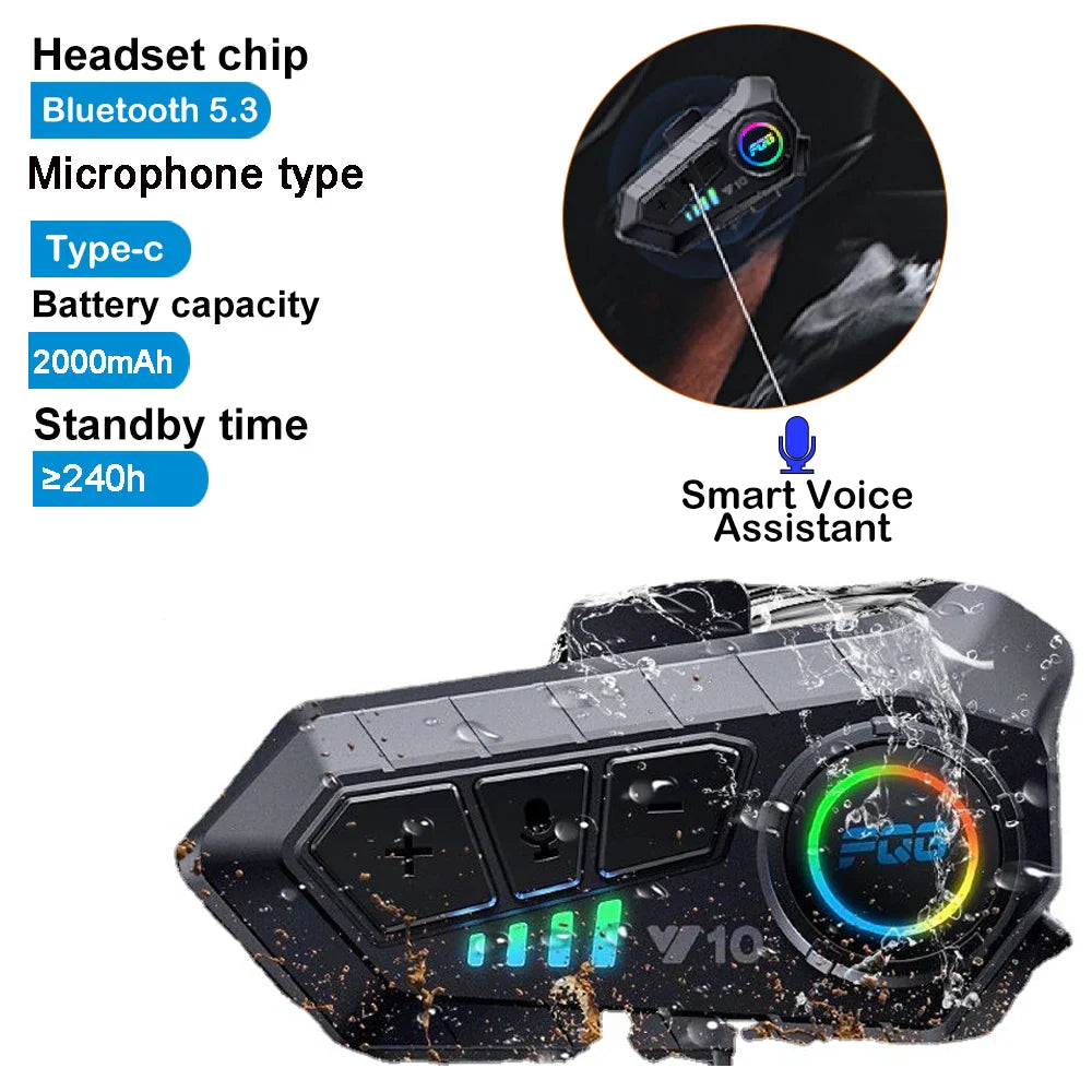 Bluetooth 5.3 Helmet Headset Wireless Hands-free Call Phone Kit Motorcycle Waterproof Earphone MP3 Music Player Speaker for Moto Lootquake LLC