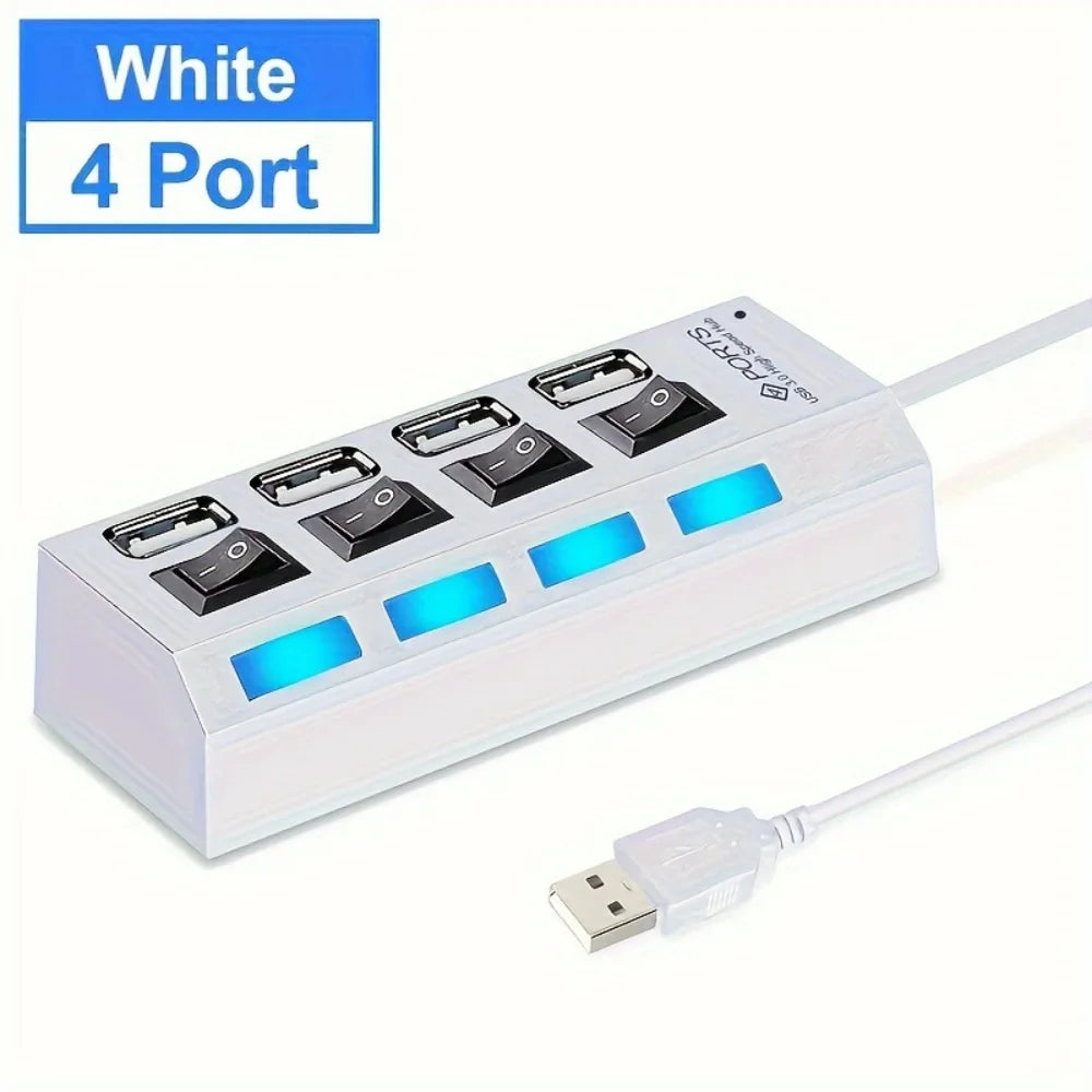 USB 2.0 Hub 5Gbps High Speed Multi USB Ports Power Adapter Expander LED USB 4/7 Ports Splitter With Switch For Laptop Computer