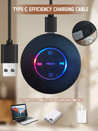 Waterproof Bluetooth Speaker with Colorful LED Lights, Strong Suction Cup & Phone Holder, Portable Mini Speaker for Outdoor/Show Lootquake LLC