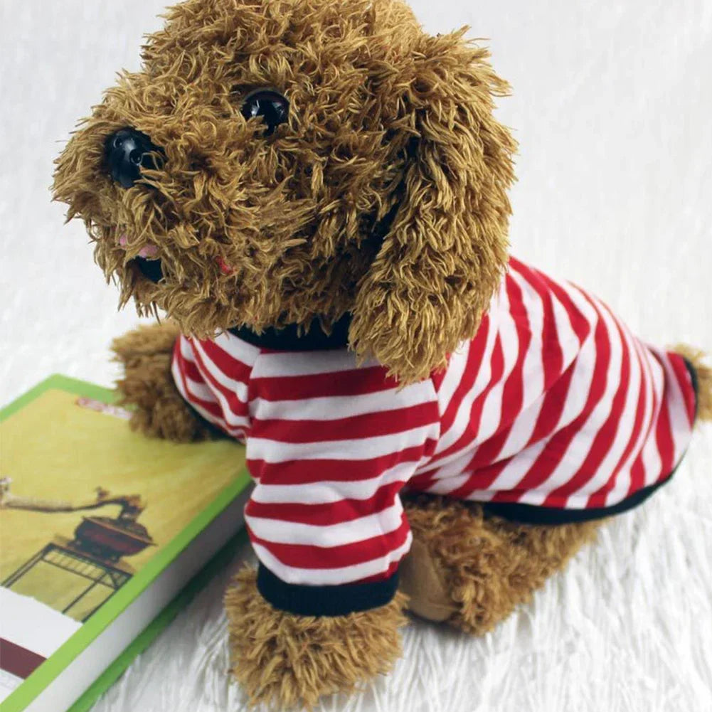 Stripe Spring Dog T-shirt Soft Small Medium Dog Puppy Clothing Shirt Vest Printed Pet Dog Puppy Vest T-shirt Dog Cloth Pi-Mart