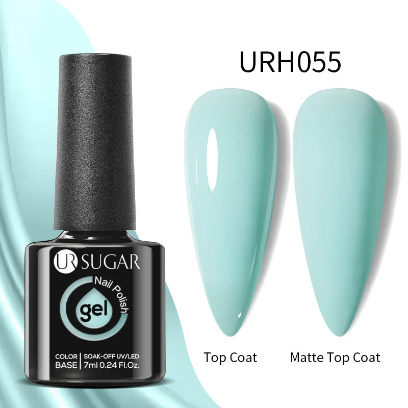 UR SUGAR Blue Color Rubber Base Gel Nail Polish Gold Glitter Base Gel Top Coat Soak Off UV LED Gel Nail Art Varnish Manicure Lootquake LLC