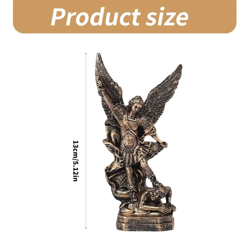Archangel Miguel Religious Statue, 5.12Inch Miguel Battle Sculpture Religious Collectible for Home Decors