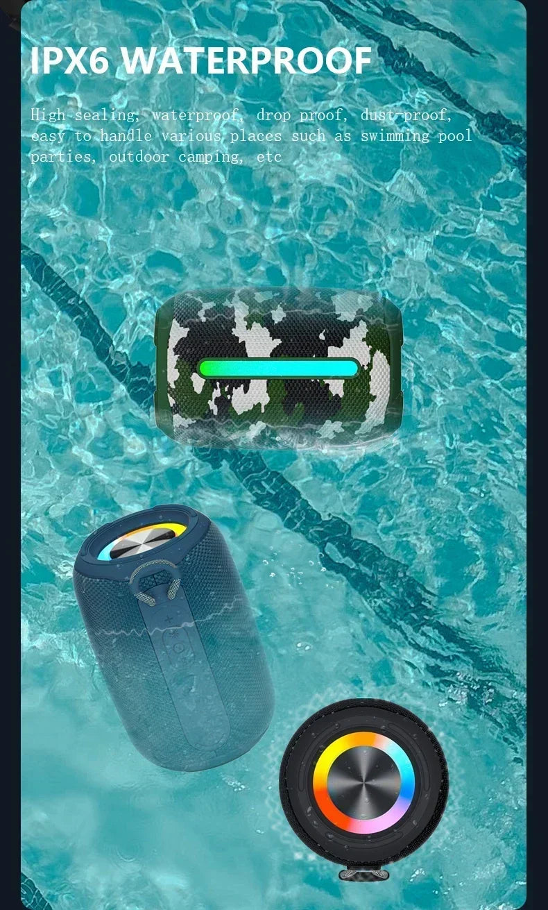 Super Powerful Wireless 5.3 Bluetooth Speaker RGB Light Caixa De Som Enhanced Bass IPX6 Waterproof Subwoofer 3D Stereo Sound Box Lootquake LLC