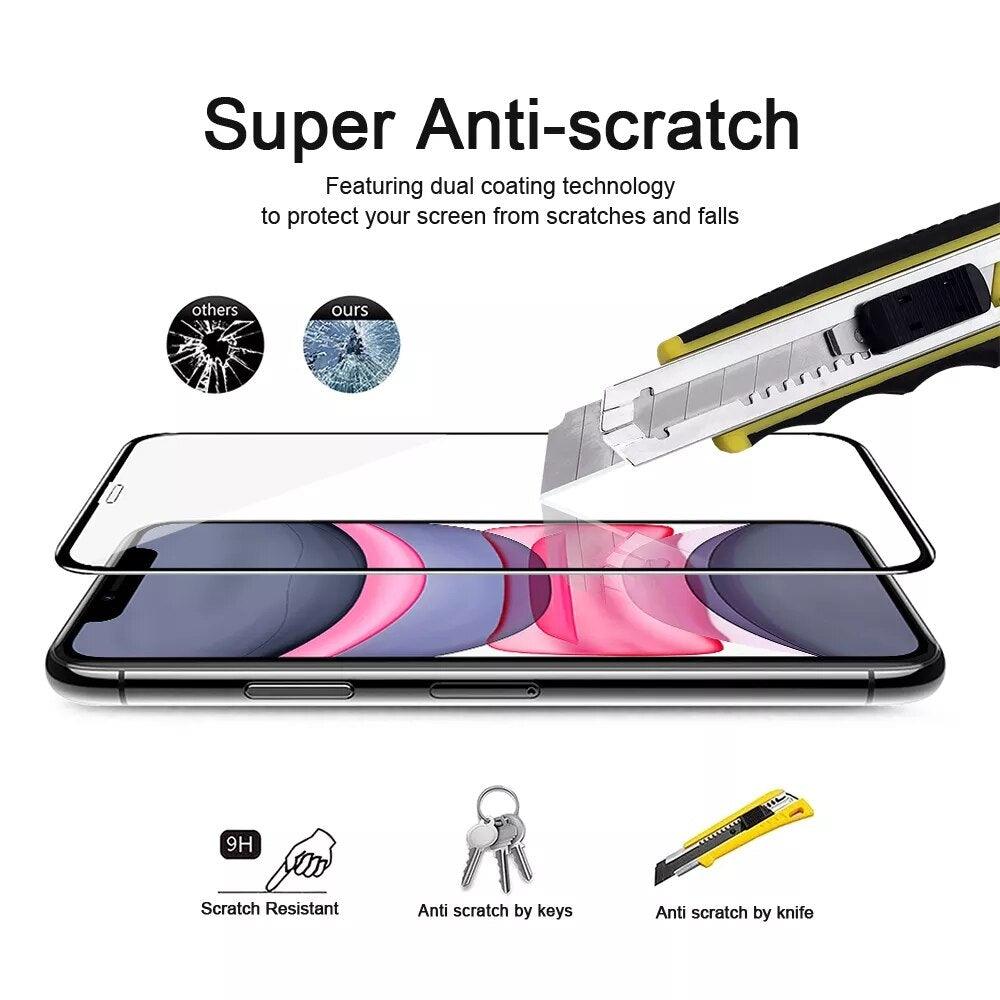 4Pcs Full Cover Screen Protector For iPhone 14 11 12 13 Pro Max Protective Glass For iPhone X XR XS Max 6 7 8 Plus Tempered Film Screen Protector Tempered Glass Compatible With iPhone Stevvex