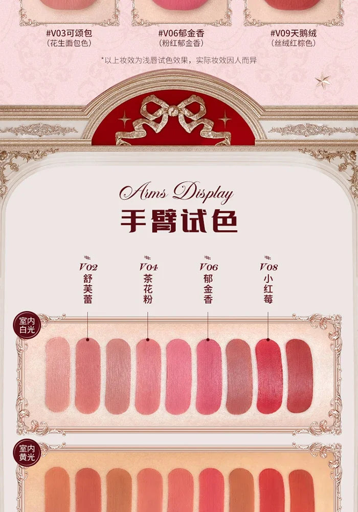 Flower Knows Strawberry Cupid Cake Lip Cream Lip Mud Matte Moisturizing Lipstick Silky Smooth Lip Makeup Professional Cosmetics Lootquake LLC