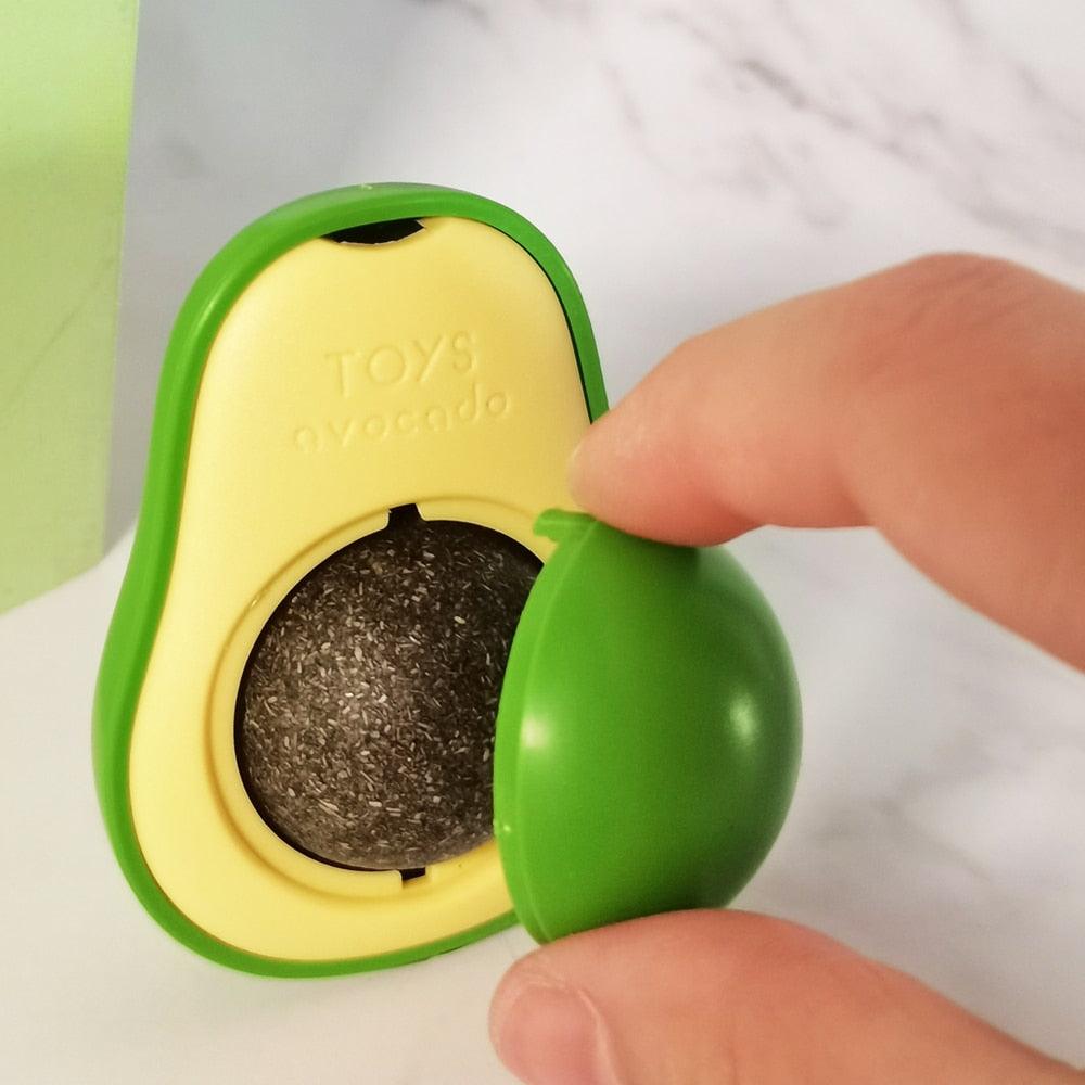 Avocado Wall Ball Cat Toys Edible Licking Balls Snack Healthy Rotatable Treats Toys Kitten Supplies Teeth Cleaning Totaling Catnip Wall Ball Toys Stevvex