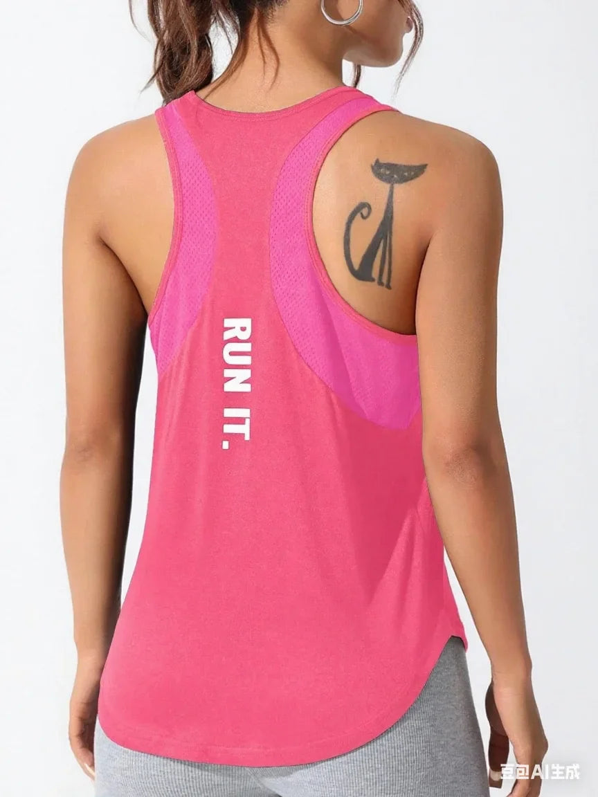 LOVELYX Flow: Women's Unique Letter Yoga-Run Vest THRIXINE