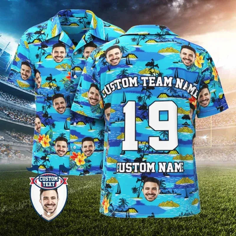 2025 Custom Photo Face Name Hawaiian Shirt Personalized Diy Text Beach Shirt Gift Mens Designer Shirts Customize Club Jersey Lootquake LLC