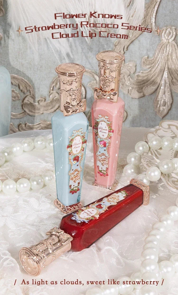 Flower Knows Strawberry Rococo Series Cloud Lip Cream Lip Gloss Long Lasting Velvet Lip Tint Lipstick for Women Cosmetic Lootquake LLC